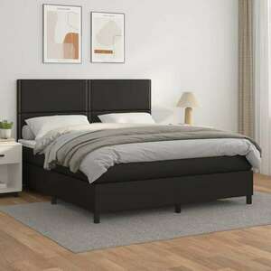 vidaXL fekete műbőr rugós ágy matraccal 160 x 200 cm kép