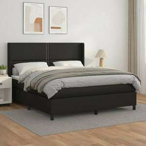 vidaXL fekete műbőr rugós ágy matraccal 180 x 200 cm kép
