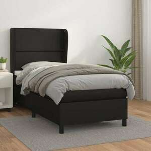 vidaXL fekete műbőr rugós ágy matraccal 90x190 cm kép