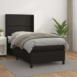 vidaXL fekete műbőr rugós ágy matraccal 90x190 cm kép