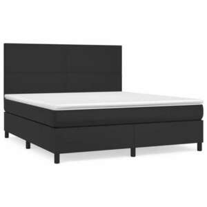 Fekete műbőr rugós ágy matraccal 180 x 200 cm kép