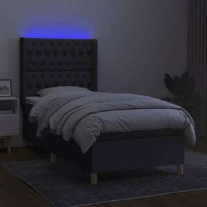 Sötétszürke szövet rugós és led-es ágy matraccal 90x190 cm kép