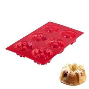 Westmark 30172270 szilikon sütőforma, 6db kis süteményhez, piros, Trio kép