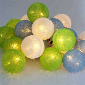 IRIS Gömb alakú 6cm/színes fonott/3m/zöld-kék-fehér/20db LED-es/U... kép