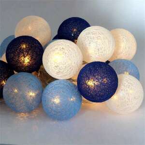 IRIS Gömb alakú 6cm/színes fonott/3m/kék-v.kék-fehér/20db LED-es/... kép
