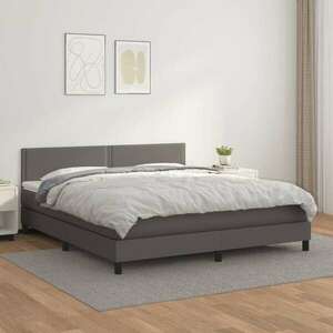 vidaXL szürke műbőr rugós ágy matraccal 160 x 200 cm kép