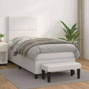 vidaXL fehér műbőr rugós ágy matraccal 80 x 200 cm kép