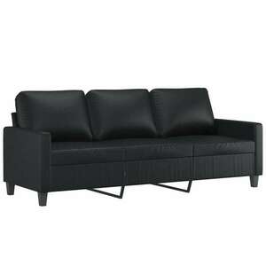 3 személyes fekete műbőr kanapé 180 cm kép