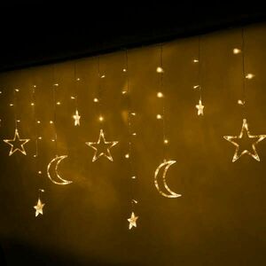 LED hold függönyfények csillag 2.5m 138 meleg nélkül kép