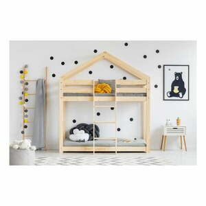 Mila DMP házikó emeletes ágy borovi fenyőfából, 90 x 160 cm - Adeko kép