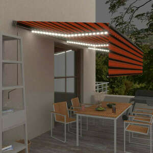 vidaXL narancs-barna redőnyös, LED-es, szélérzékelős napellenző 6x3 m kép