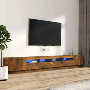 vidaXL 3 részes füstös tölgyszínű fa TV-szekrény szett LED-lámpákkal kép