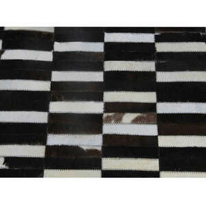 Luxus bőrszőnyeg, barna /fekete/fehér, patchwork, 201x300, bőr TIP 6 kép