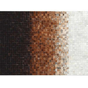 Luxus bőrszőnyeg, fehér/barna /fekete, patchwork, 140x200, bőr TIP 7 kép