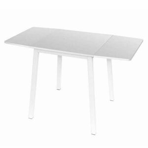 Étkezőasztal, MDF fóliázott/fém, fehér, 60-120x60 cm, MAURO kép