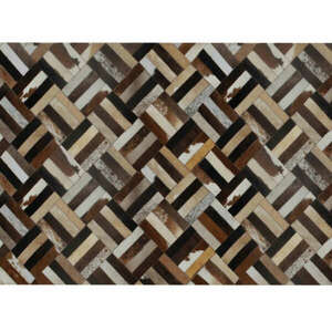 Luxus bőrszőnyeg, barna/fekete/bézs, patchwork, 200x300 , bőr TIP 2 kép