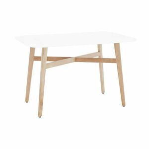 Étkezőasztal, fehér/természetes fa, 120x80 cm, CYRUS 2 NEW kép