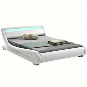 Modern ágy RGB LED világítással, fehér, 160x200, FILIDA kép