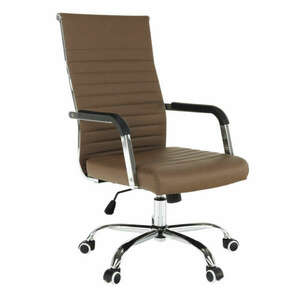 Irodai szék, textilbőr/fém, taupe/króm, FARAN kép