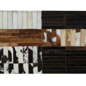 Luxus bőrszőnyeg, fekete/barna/fehér, patchwork, 201x300, bőr TIP 4 kép