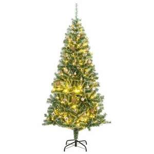 vidaXL műkarácsonyfa 130 LED-del, gömbszettel és hópehellyel 210 cm kép