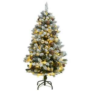 vidaXL csuklópántos műkarácsonyfa 150 LED-del és gömbökkel 150 cm kép