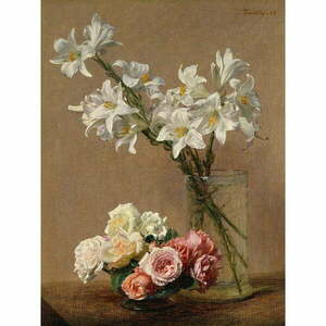 Henri Fantin-Latour - A Virágok és gyümölcsök című festmény másolata, 45 x 100 cm kép