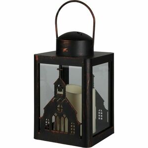 Church Lámpás LED-es gyertyával fekete, 10 x 16 cm kép