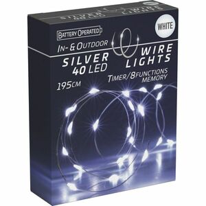 Silver lights fényfüzér időzítővel 40 LED, hideg fehér, 195 cm kép