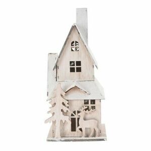 Christmas house fából készült LED házikó fehér, 9 x 20, 5 x 9 cm kép