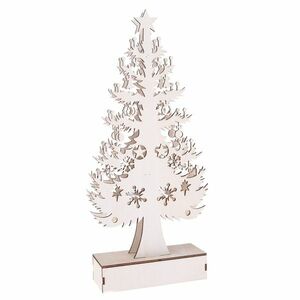Fából készült karácsonyfa LED dekoráció, fehér, 32 x 15 cm kép