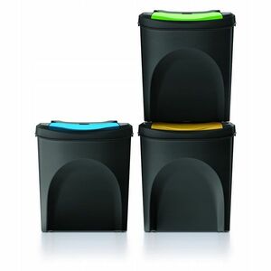 Sortibox szelektív hulladékgyűjtő 25 L, 3 db, fekete kép
