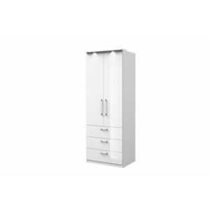 MEGOLA 2D3S szekrény + polcok, 80x217x63, fehér/magasfényű fehér kép