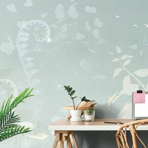 Öntapadó tapéta absztrakt növény csendélet szürkés kékben kép