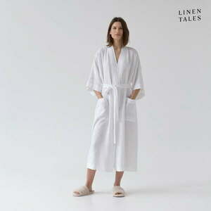 Fehér len fürdőköpeny L/XL Summer – Linen Tales kép
