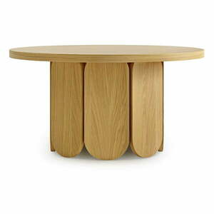 Natúr színű kerek dohányzóasztal tölgyfa dekoros asztallappal 78x78 cm Soft – Woodman kép