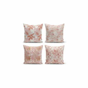 Pink Leaves 4 db-os dekorációs párnahuzat szett, 45 x 45 cm - Minimalist Cushion Covers kép