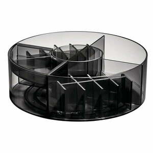 Matt fekete újrahasznosított műanyag fürdőszobai rendszerező kozmetikumokhoz Cosmetic Carousel – iDesign kép