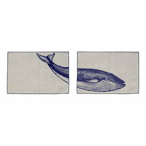 Blue Whale 2 db lenvászon tányéralátét, 45 x 30 cm - Madre Selva kép