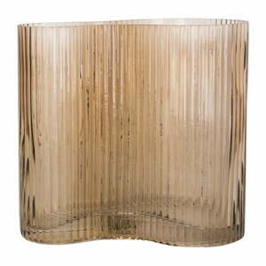 Wave világosbarna üveg váza, magasság 18 cm - PT LIVING kép