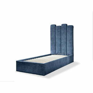 Kék kárpitozott egyszemélyes ágy tárolóhellyel, ágyráccsal 90x200 cm Dreamy Aurora – Miuform kép
