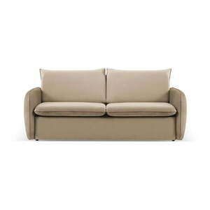 Bézs bársony kinyitható kanapé 214 cm Vienna – Cosmopolitan Design kép