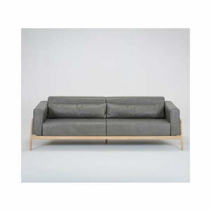 Fawn sötétszürke kanapé bivalybőrből, tömör tölgyfa szerkezettel, 240 cm - Gazzda kép