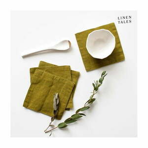 Khaki textil poháralátét szett 4 db-os – Linen Tales kép