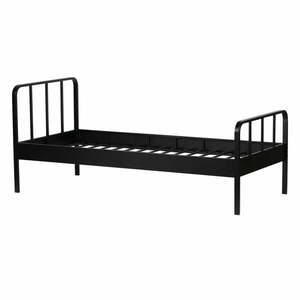 Fekete fém egyszemélyes ágy ágyráccsal 90x200 cm Mees – WOOOD kép
