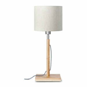Fuji asztali lámpa világosbézs búrával és bambusz lámpatesttel - Good&Mojo kép