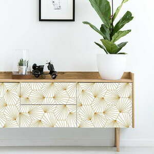 Hexoka fehér-sárga dekorációs bútortapéta - Ambiance kép