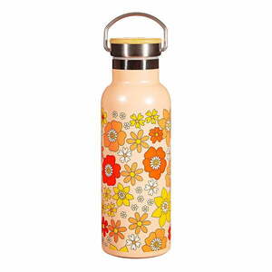 Narancssárga rozsdamentes acél gyerek ivópalack 500 ml 70s Floral - Sass & Belle kép