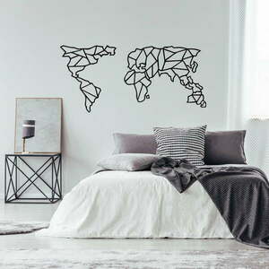 Geometric World Map fekete fém fali dekoráció, 120 x 58 cm kép