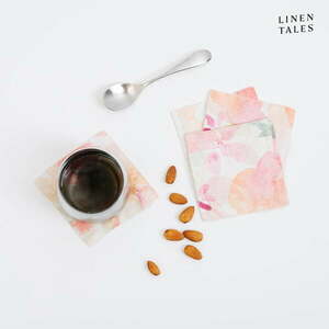 Rózsaszín textil poháralátét szett 4 db-os – Linen Tales kép